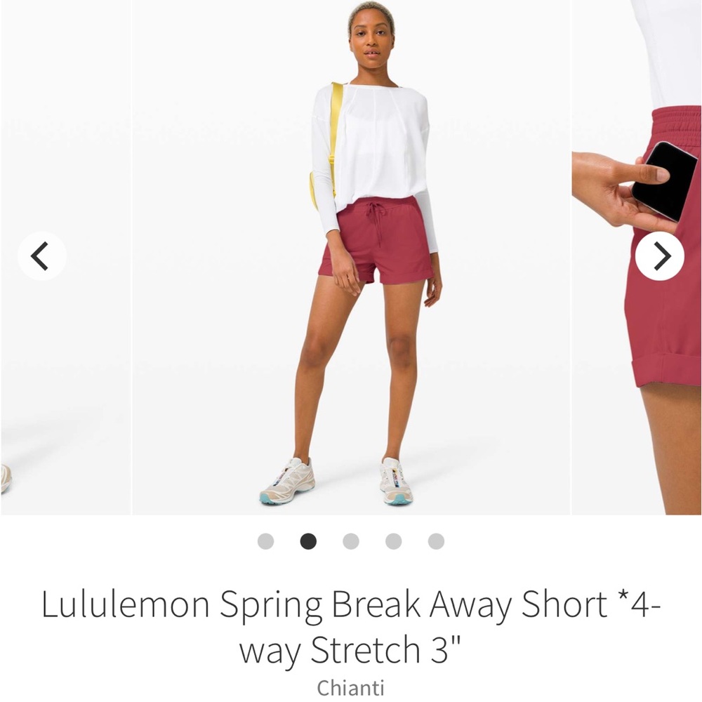 Lululemon Spring Break Away Short sz 6 Chianti